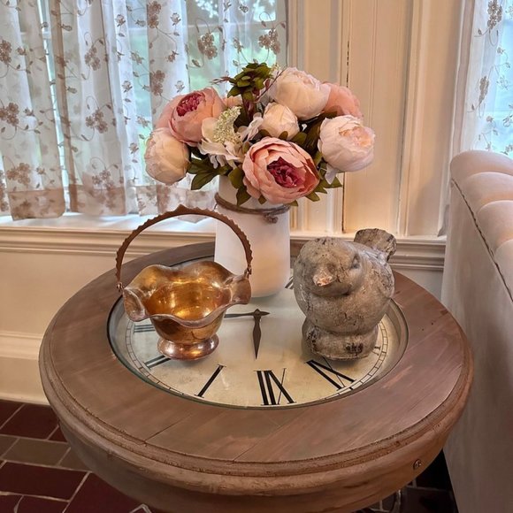 Adorable Brass Look Footed Basket w/Handle - Picture 6 of 11